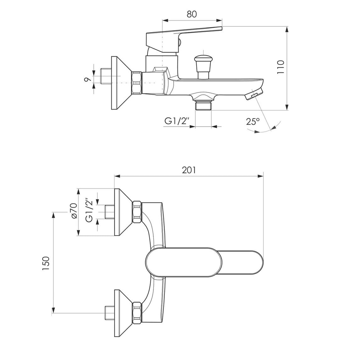 Змішувач для ванни IMPRESE LASKA 10040B, чорний
