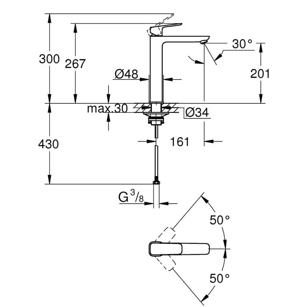 Змішувач для умивальника GROHE CUBEO 1017290000 хром одноважільний XL-Size