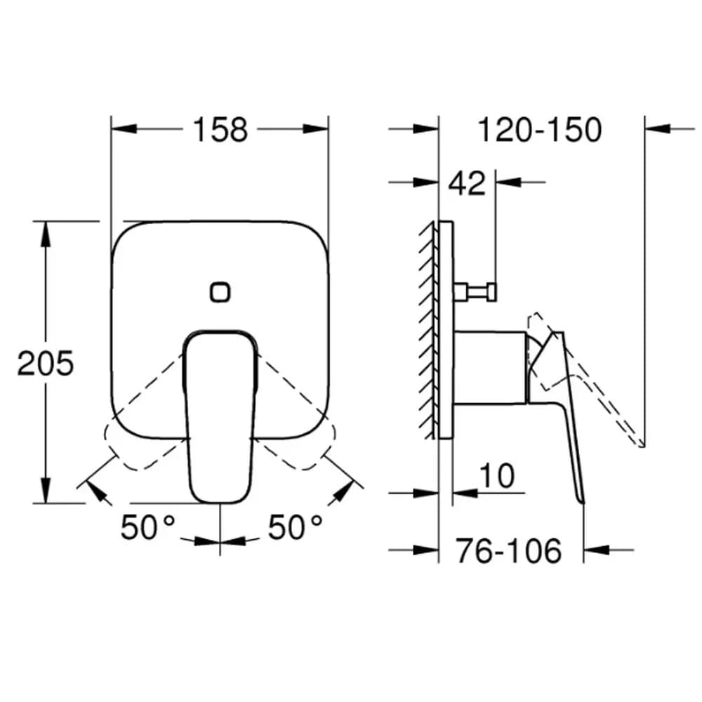 Змішувач для ванни прихованого монтажу GROHE CUBEO 1017780000 хром