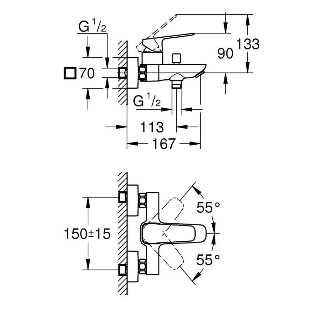 Змішувач для ванни GROHE CUBEO 1018130000 хром