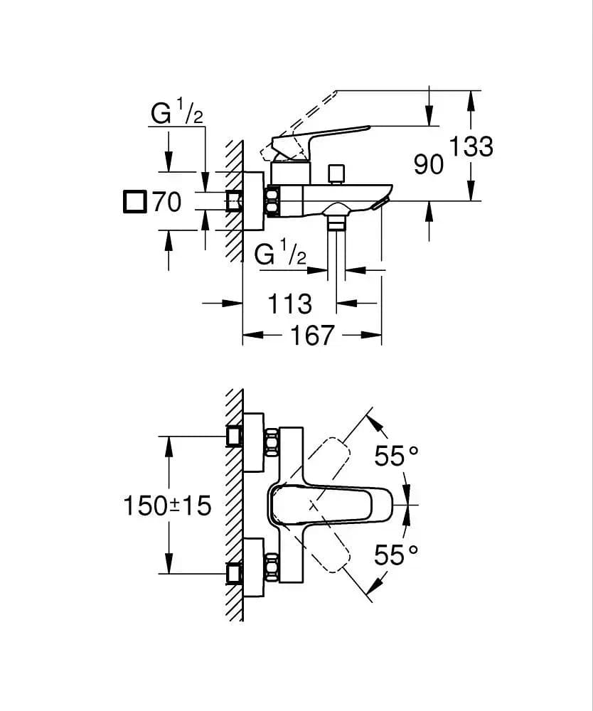 Змішувач для ванни GROHE CUBEO 1018132430 чорний матовий