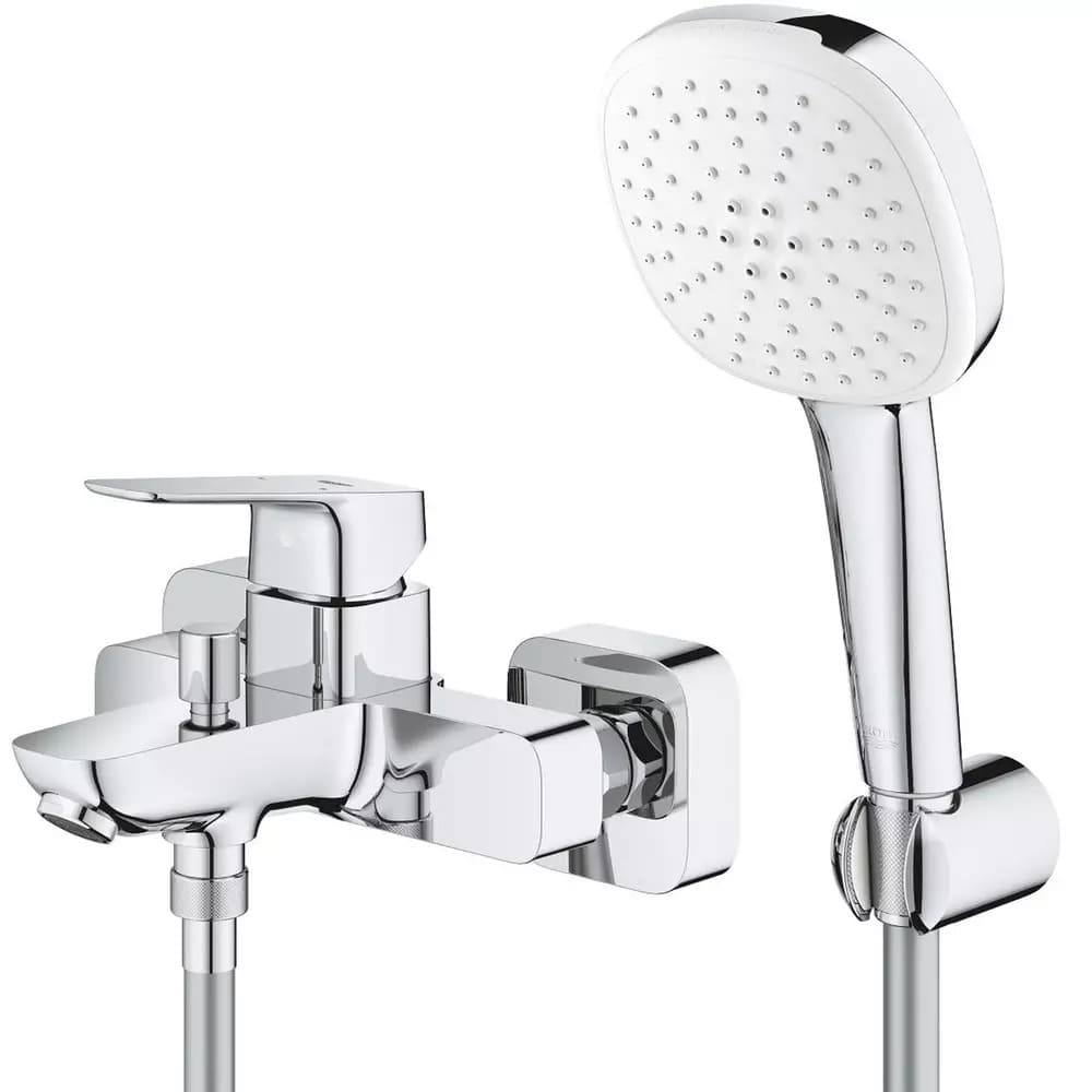 Змішувач для ванни GROHE CUBEO 1018140000 з душовим гарнітуром (ручний душ, шланг, тримач), хром