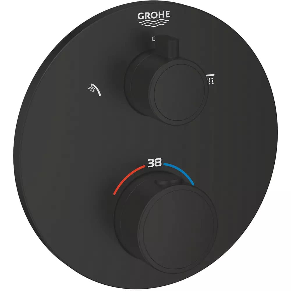 Змішувач для душу прихованого монтажу GROHE GROHTHERM 1022082430 термостат, 2 функції, чорний матовий