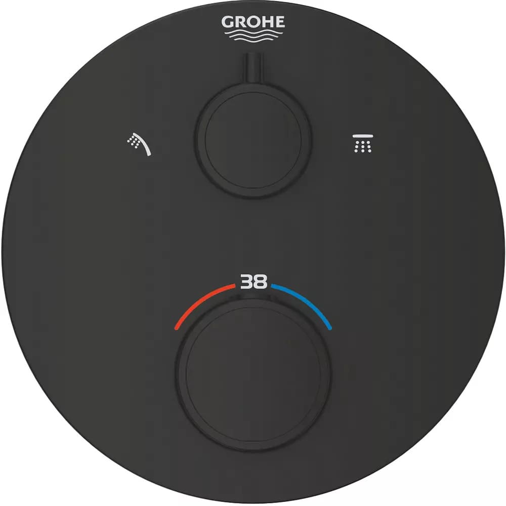 Змішувач для душу прихованого монтажу GROHE GROHTHERM 1022082430 термостат, 2 функції, чорний матовий