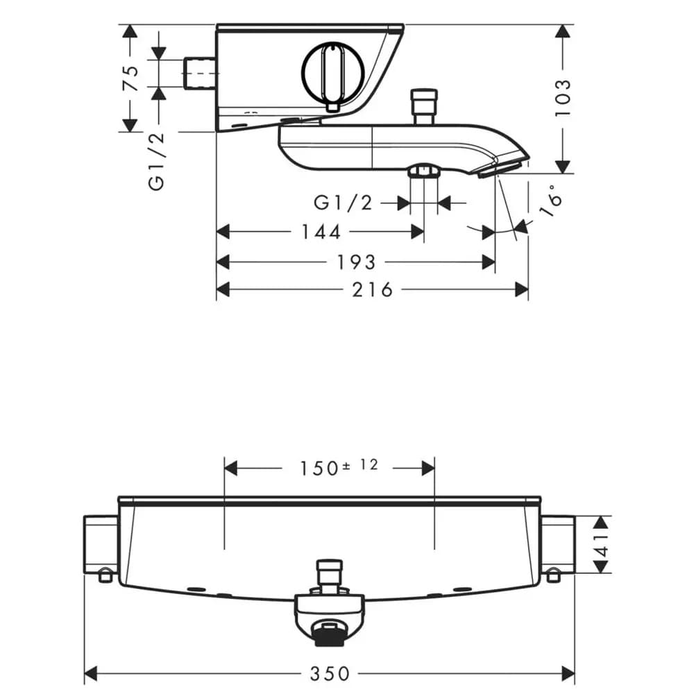 Змішувач для ванни HANSGROHE ECOSTAT SELECT 13141000 термостат, хром