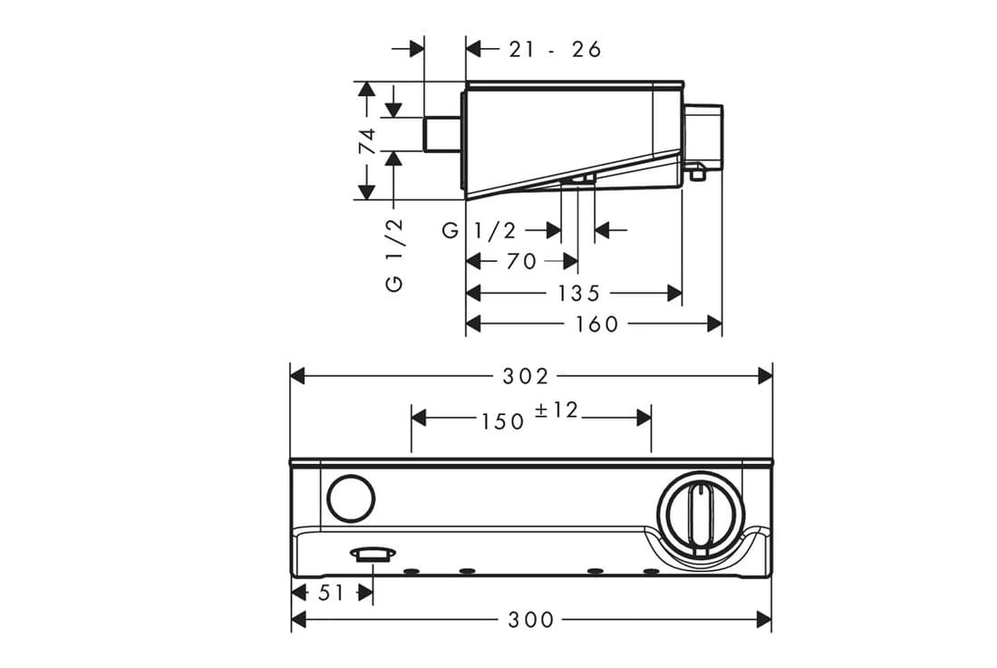 Змішувач для душу HANSGROHE ECOSTAT SELECT 13171000 термостат, хром