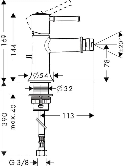 Змішувач для біде HANSGROHE TALIS CLASSIC 14120000 з донним клапаном, хром