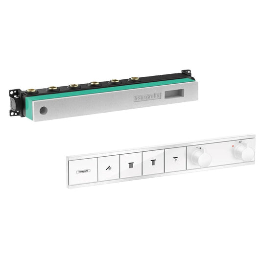 Змішувач для ванни прихованого монтажу HANSGROHE RainSelect 15382700+15312180 термостат, білий