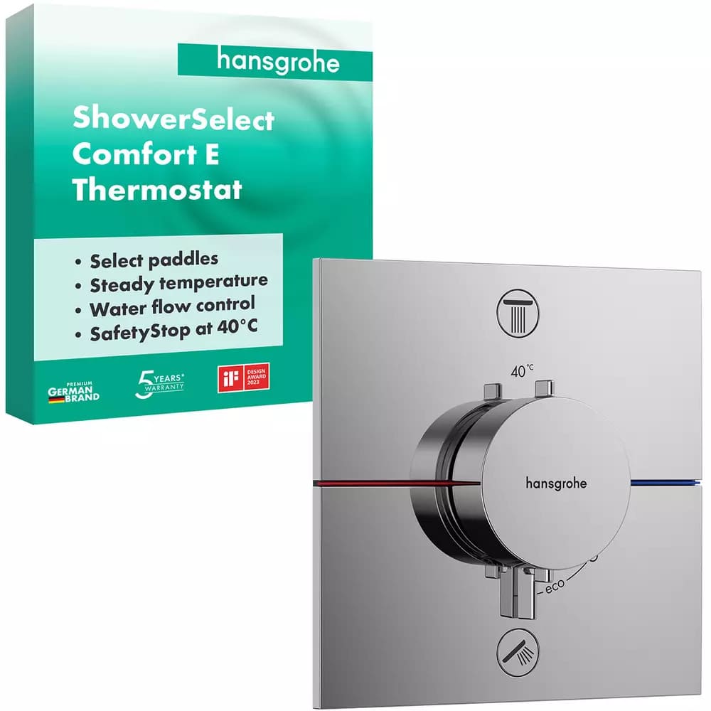 Змішувач для душу прихованого монтажу HANSGROHE SHOWER SELECT 15572000+01500180 термостат, 2 функції, IBOX universal 2.0, хром