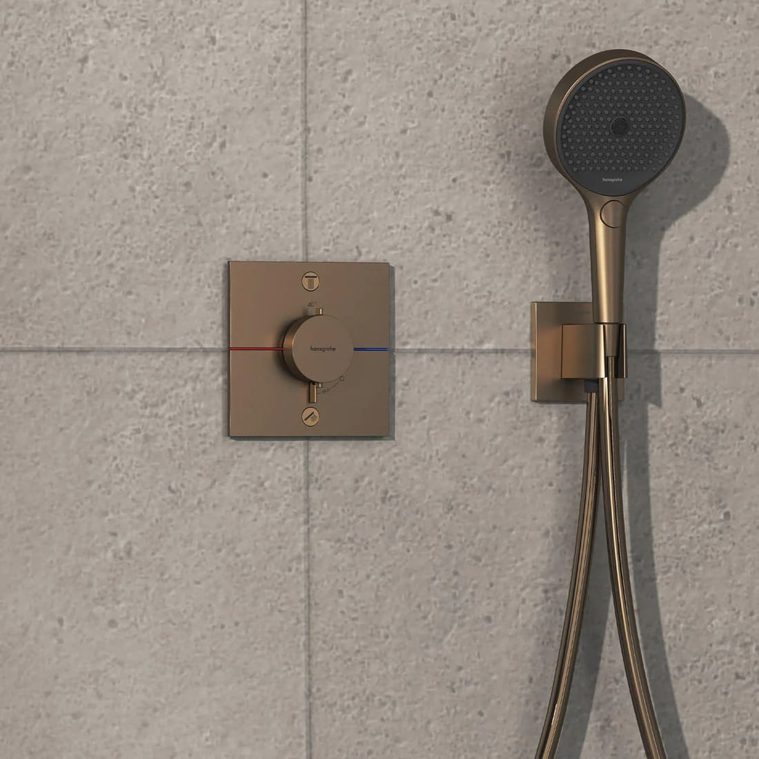 Змішувач для душу прихованого монтажу HANSGROHE SHOWER SELECT 15572140+01500180 термостат, 2 функції, IBOX universal 2.0, шліфована бронза