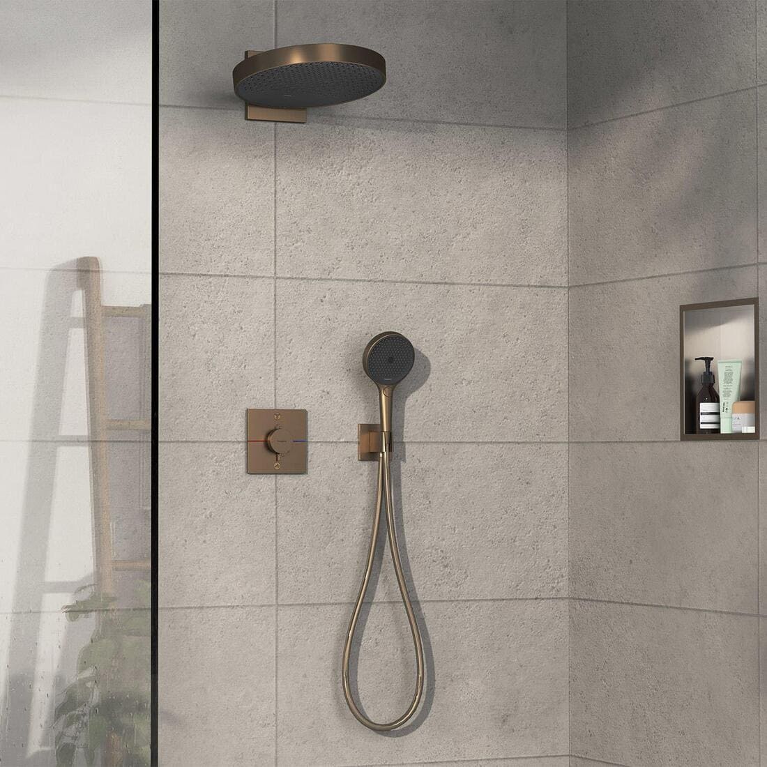 Змішувач для душу прихованого монтажу HANSGROHE SHOWER SELECT 15572140+01500180 термостат, 2 функції, IBOX universal 2.0, шліфована бронза