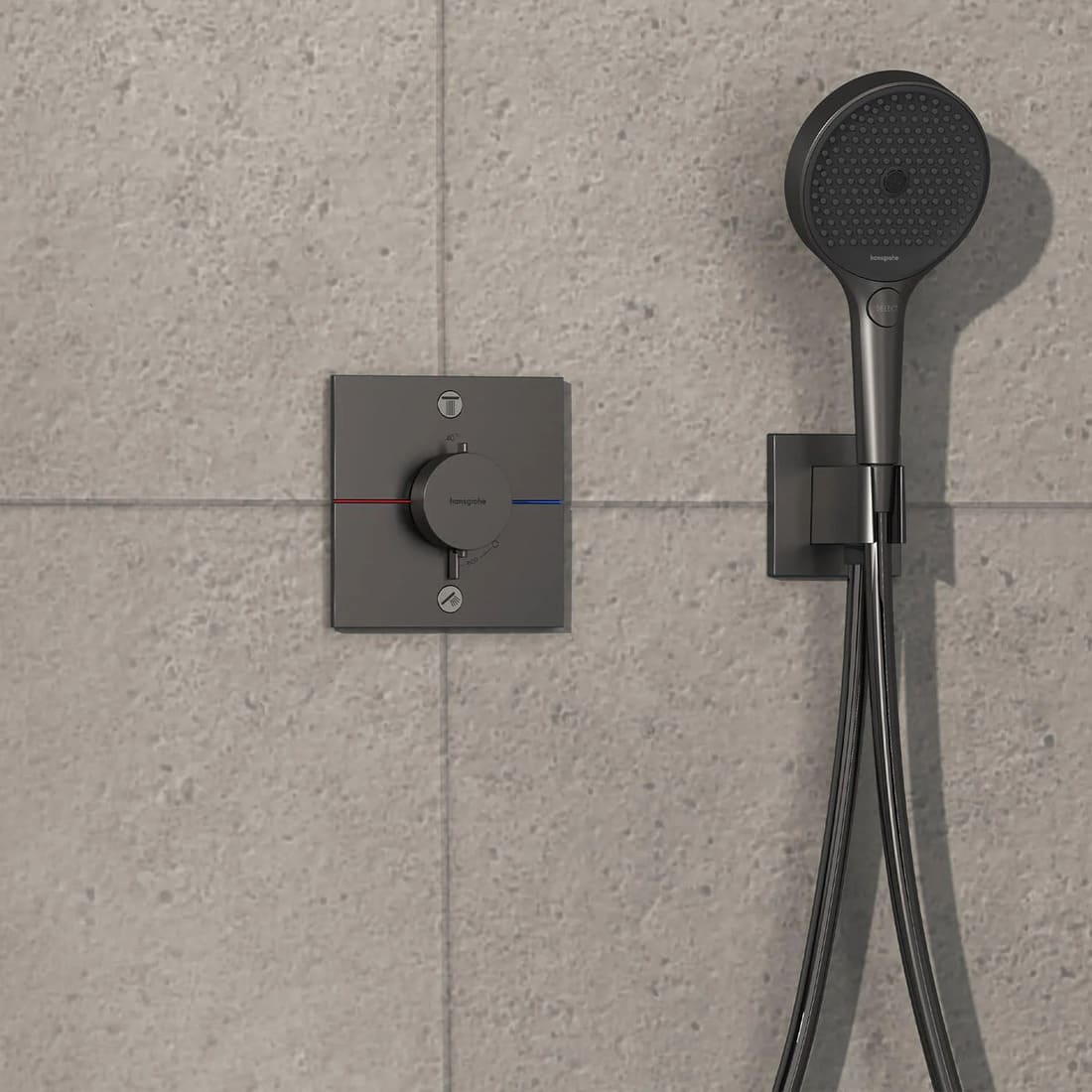 Змішувач для душу прихованого монтажу HANSGROHE SHOWER SELECT 15572340+01500180 термостат, IBOX universal 2.0, чорний матовий