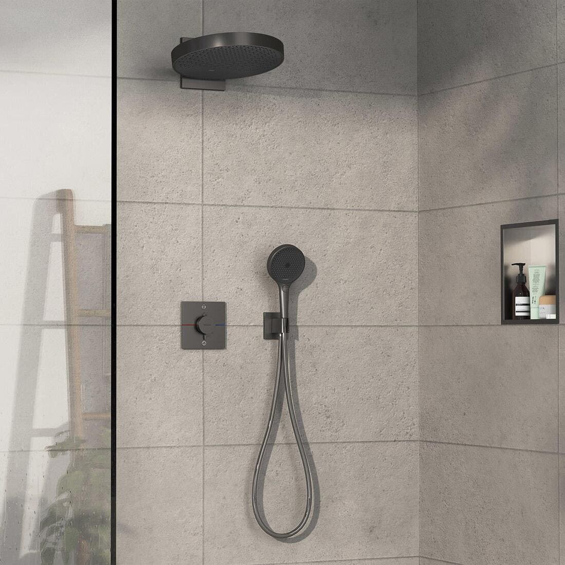 Змішувач для душу прихованого монтажу HANSGROHE SHOWER SELECT 15572340+01500180 термостат, IBOX universal 2.0, чорний матовий