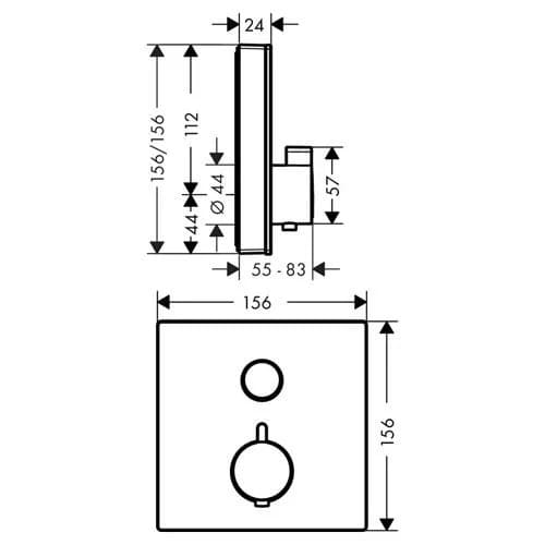 Змішувач для душу прихованого монтажу HANSGROHE SHOWER SELECT 15737600+01800180 термостат, чорний/хром