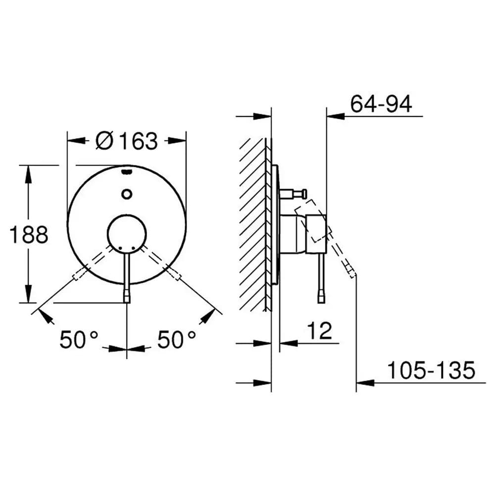 Змішувач для ванни прихованого монтажу GROHE ESSENCE NEW 19285001 хром