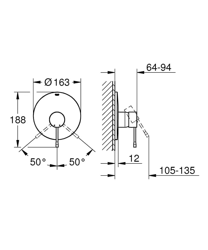 Змішувач для душу прихованого монтажу GROHE ESSENCE NEW 19286AL1 графіт