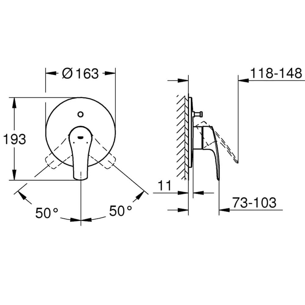 Змішувач для ванни прихованого монтажу GROHE EUROSMART NEW 194502433 чорний матовий
