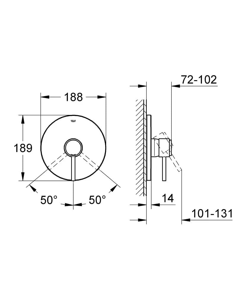 Змішувач для душу прихованого монтажу GROHE ATRIO 19463001 хром