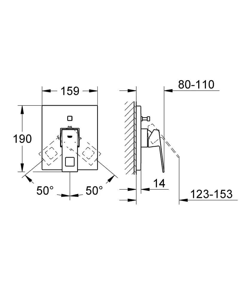 Змішувач для ванни прихованого монтажу GROHE EUROCUBE 19896000 хром