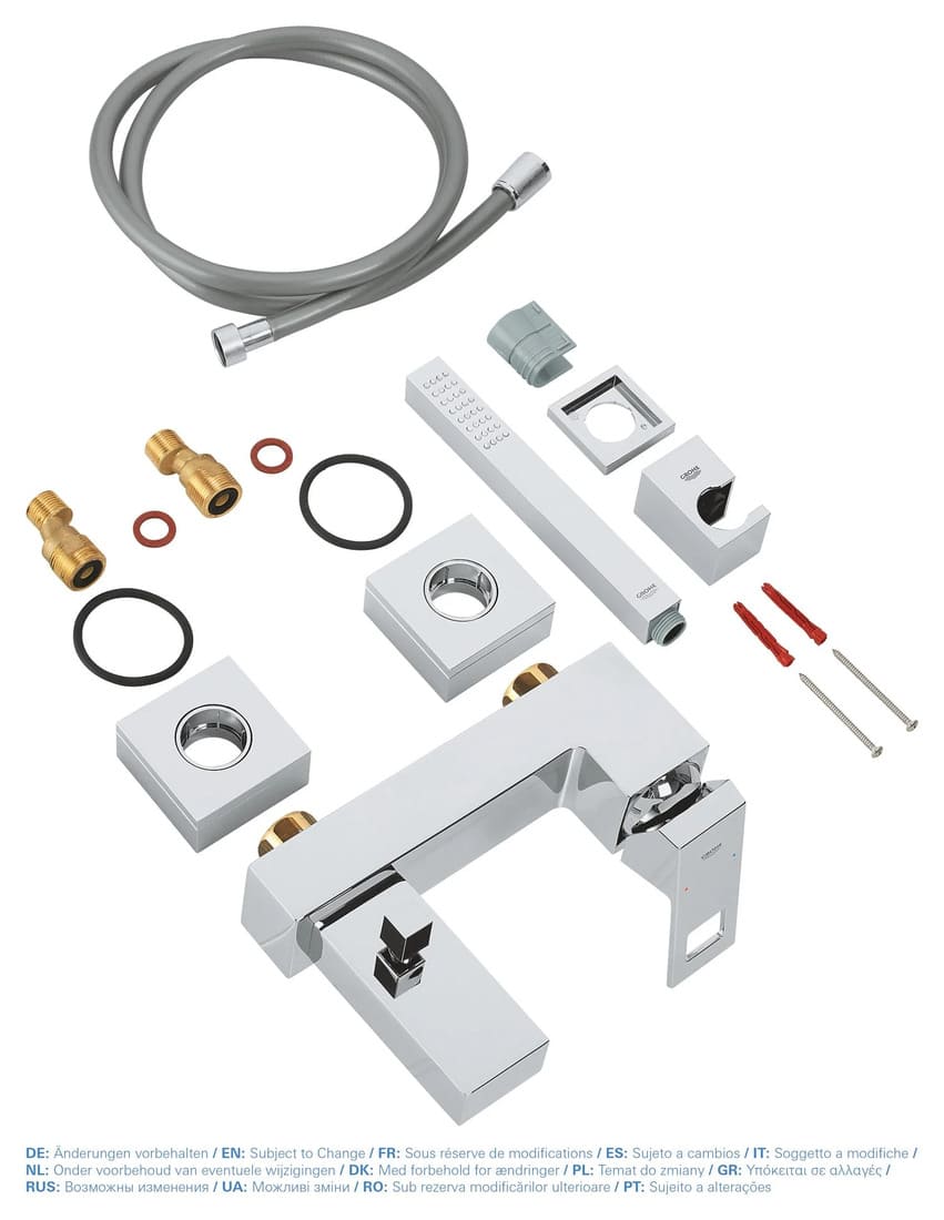 Змішувач для ванни GROHE EUROCUBE 23141000 з душовим гарнітуром (ручний душ, шланг, тримач), хром