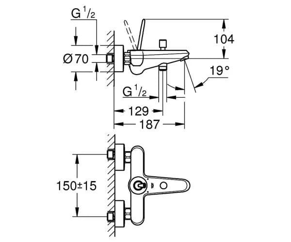 Змішувач для ванни GROHE EURODISC JOY 23431000 хром