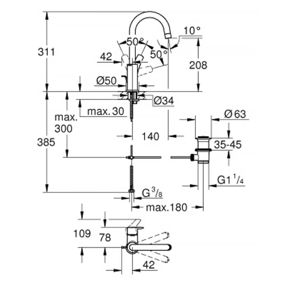 Змішувач для умивальника GROHE EUROSMART NEW 23537003 хром