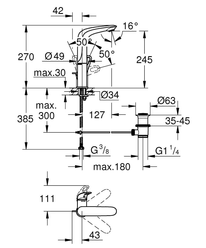 Змішувач для умивальника GROHE EUROSTYLE NEW 23569003 хром