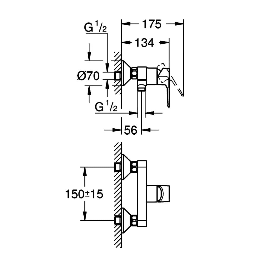 Змішувач для душу GROHE BAULOOP 23634001 хром