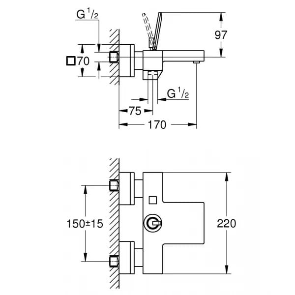 Змішувач для ванни GROHE EUROCUBE JOY 23666000 хром