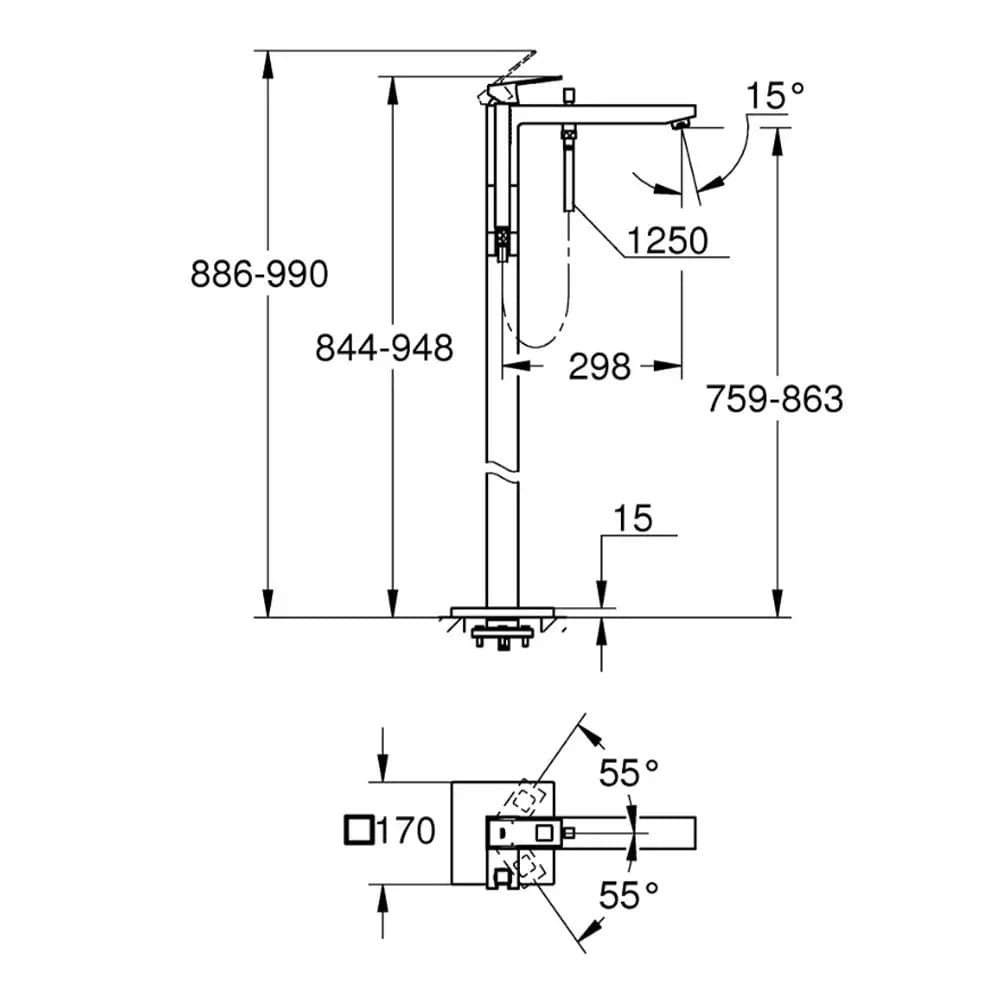 Змішувач для ванни підлоговий GROHE EUROCUBE 23672001 хром