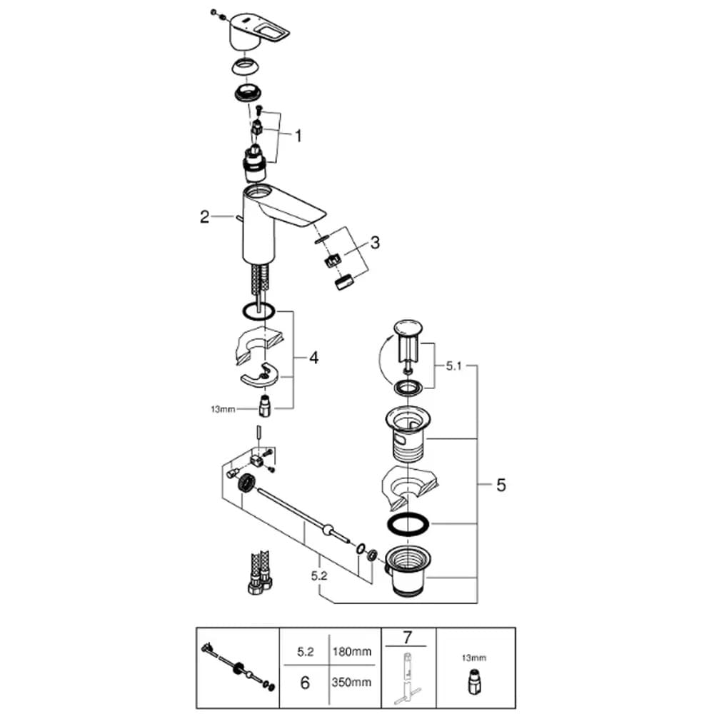 Змішувач для умивальника GROHE BAULOOP 23762001 хром, одноважiльний M-Size