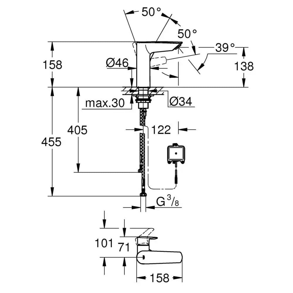 Змішувач для умивальника GROHE EUROSMART NEW 23975003 хром