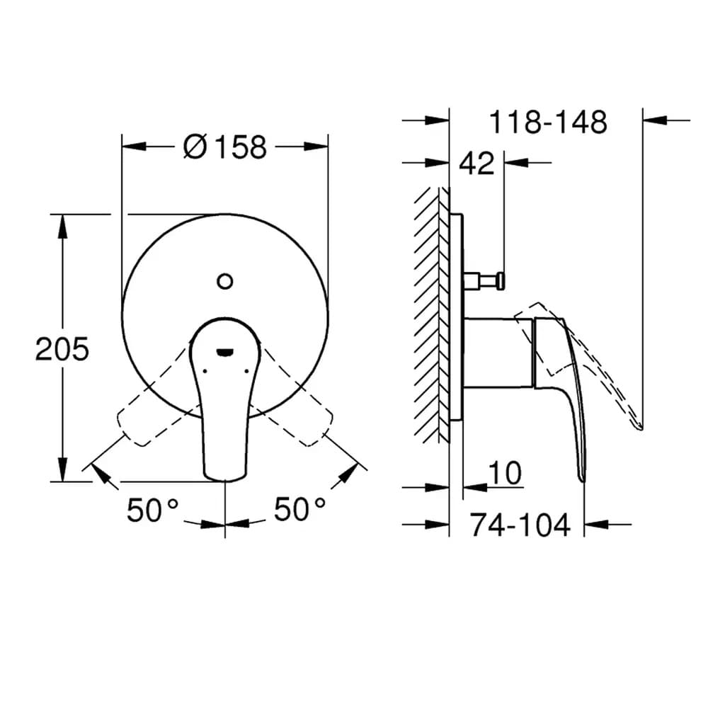 Змішувач для ванни прихованого монтажу GROHE EUROSMART 24043003 хром