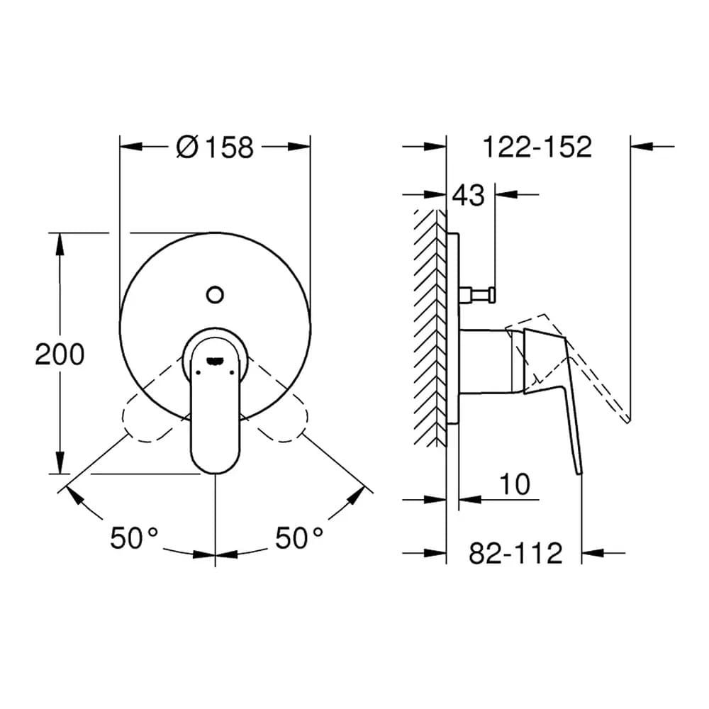 Змішувач для ванни прихованого монтажу GROHE EUROSMART COSMOPOLITAN 24045000 хром
