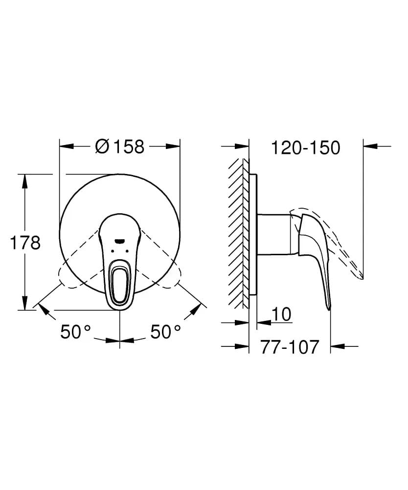 Змішувач для душу прихованого монтажу GROHE EUROSTYLE 24048003 хром