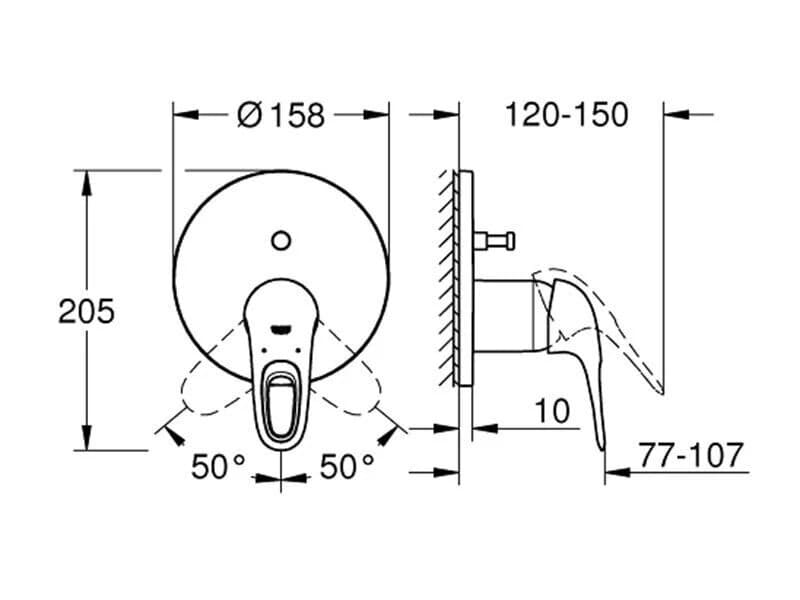 Змішувач для ванни прихованого монтажу GROHE EUROSTYLE 24049003 хром