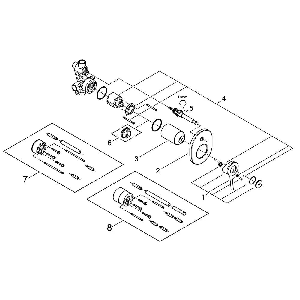 Змішувач для ванни прихованого монтажу GROHE BAUCLASSIC 29047000 хром