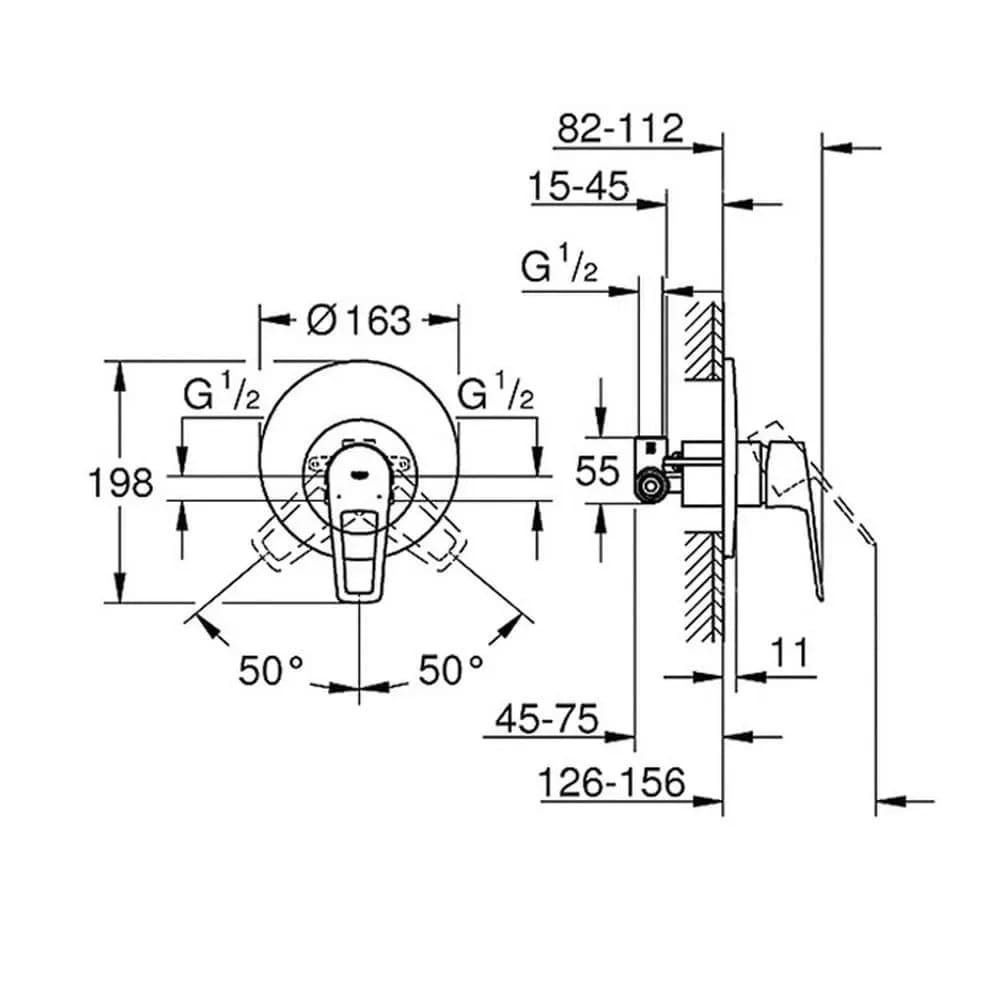 Змішувач для душу прихованого монтажу GROHE BAULOOP 29080001 хром
