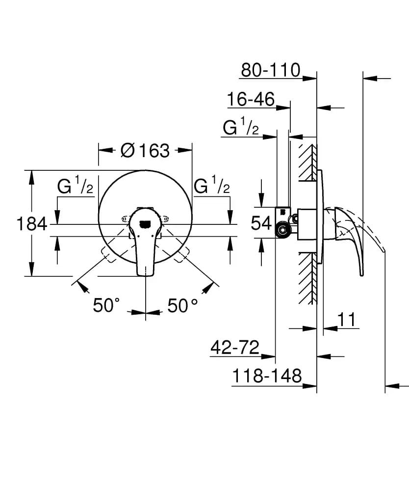 Змішувач для душу прихованого монтажу GROHE START 29114000 хром