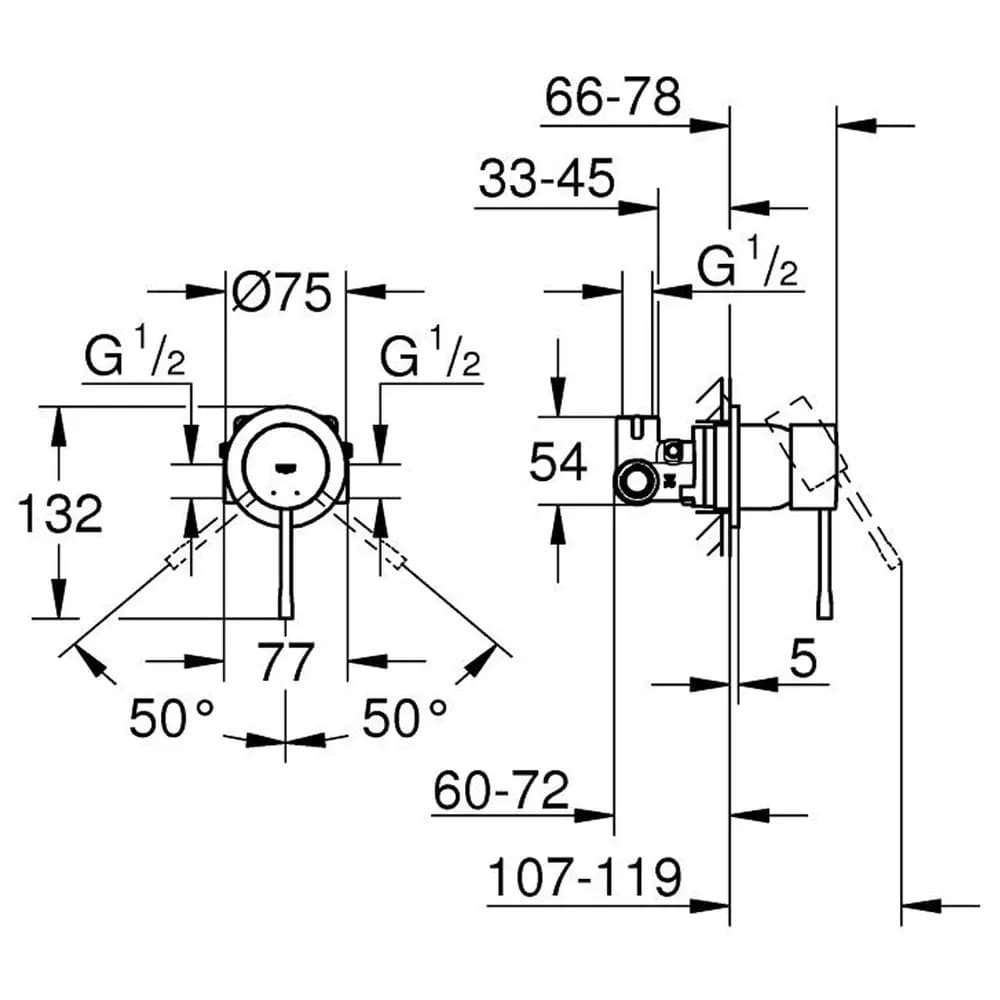 Змішувач для душу прихованого монтажу GROHE ESSENCE NEW 29197KF0 чорний матовий