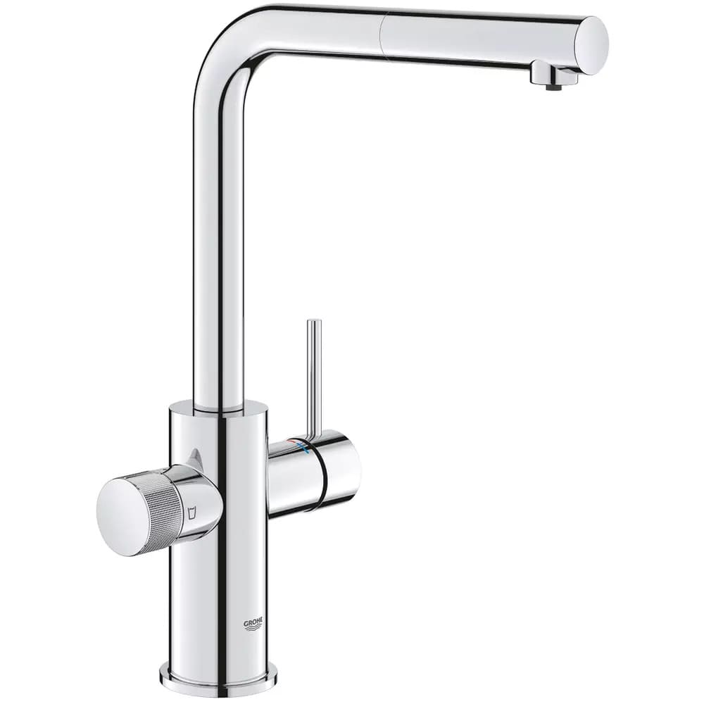 Змішувач для кухні GROHE BLUE 30590000 для подачі технічної та фільтрованої води, одноважільний, з висувним виливом, хром