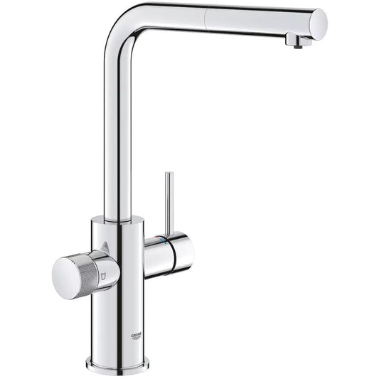 Змішувач для кухні GROHE BLUE 30590000 для подачі технічної та фільтрованої води, одноважільний, з висувним виливом, хром