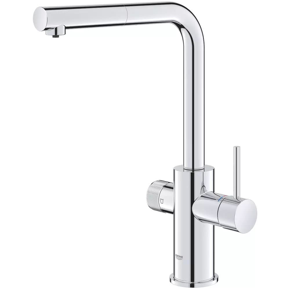Змішувач для кухні GROHE BLUE 30590000 для подачі технічної та фільтрованої води, одноважільний, з висувним виливом, хром