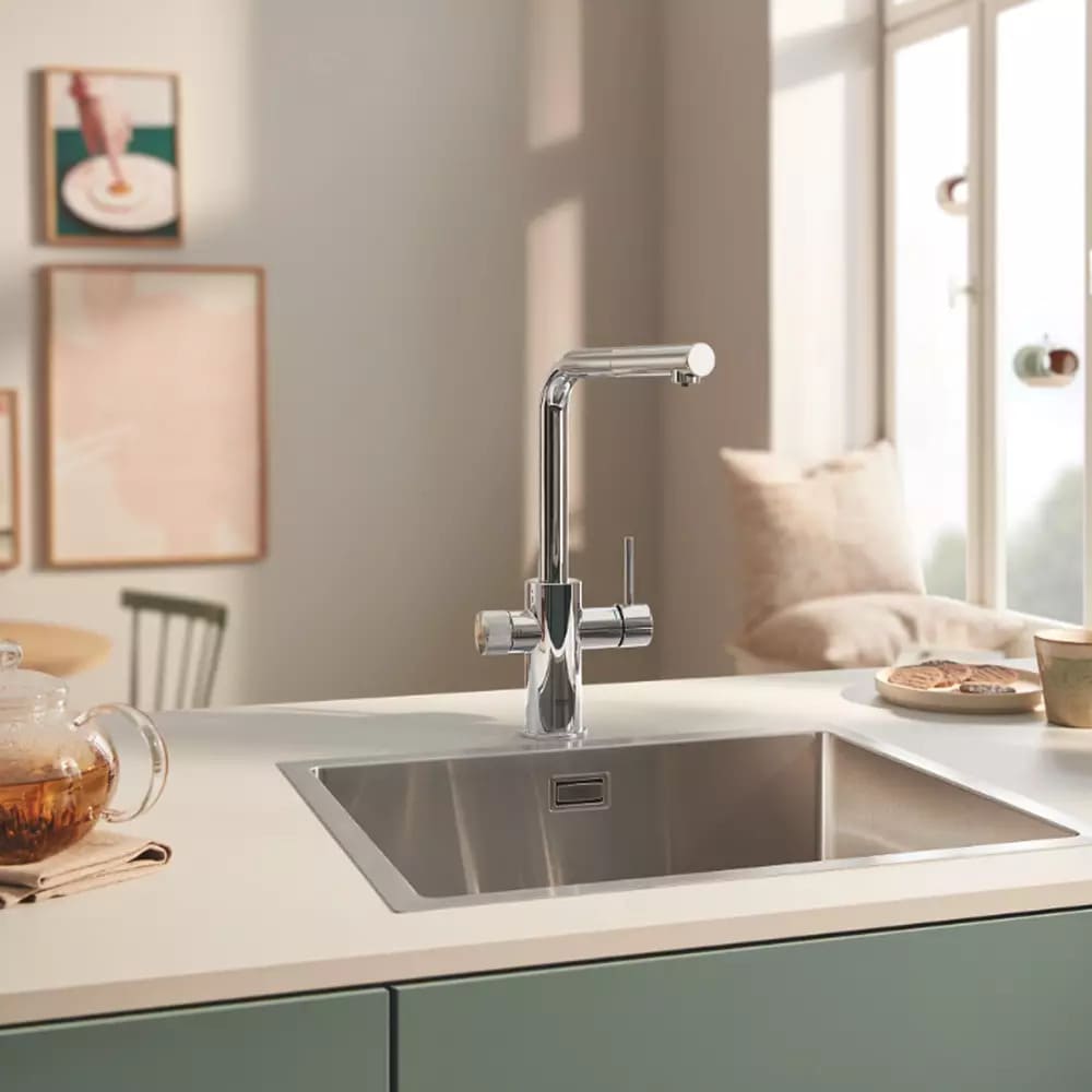 Змішувач для кухні GROHE BLUE 30590000 для подачі технічної та фільтрованої води, одноважільний, з висувним виливом, хром
