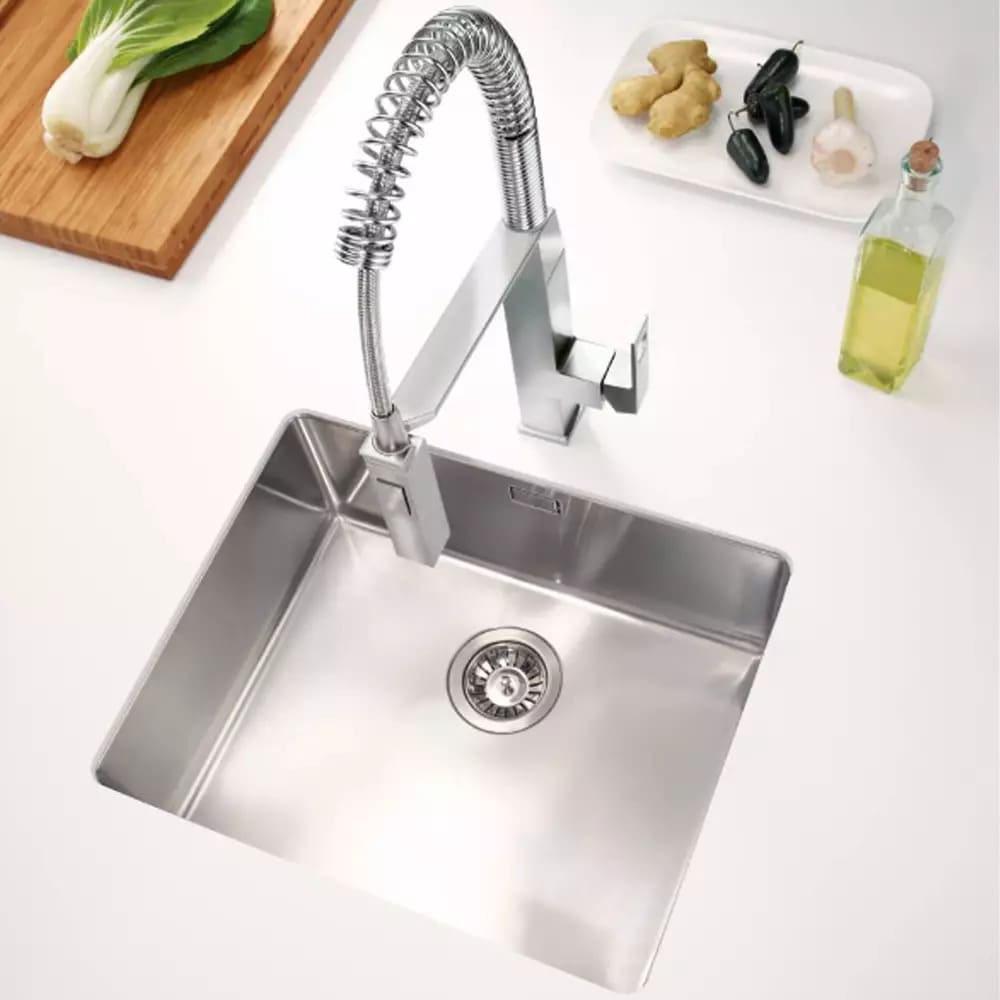 Змішувач для кухні GROHE EUROCUBE 31395DC0 одноважільний, з висувним виливом, сталевий