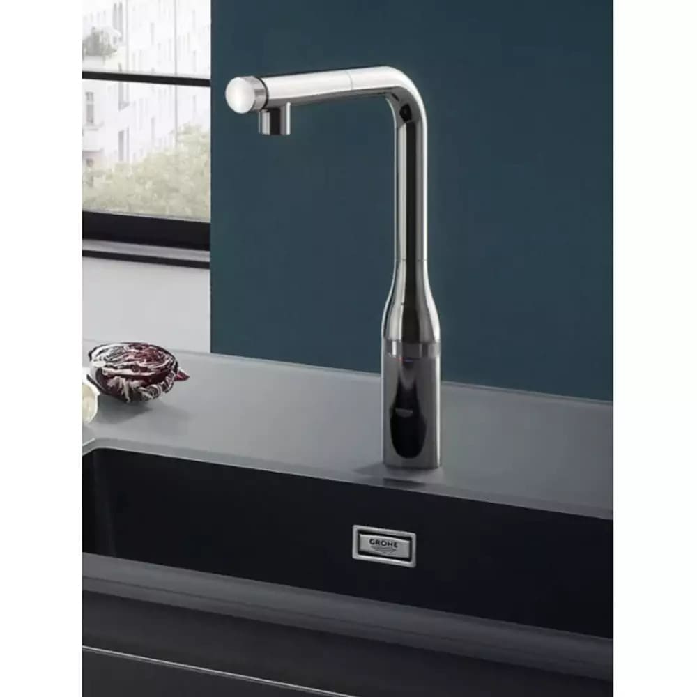 Змішувач для кухні сенсорний GROHE ESSENCE 31615000 з висувним виливом, термостат, хром