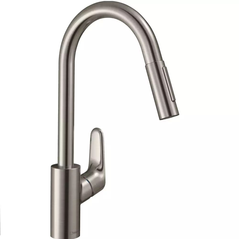 Змішувач для кухні HANSGROHE FOCUS 31815800 з висувним виливом, сталевий