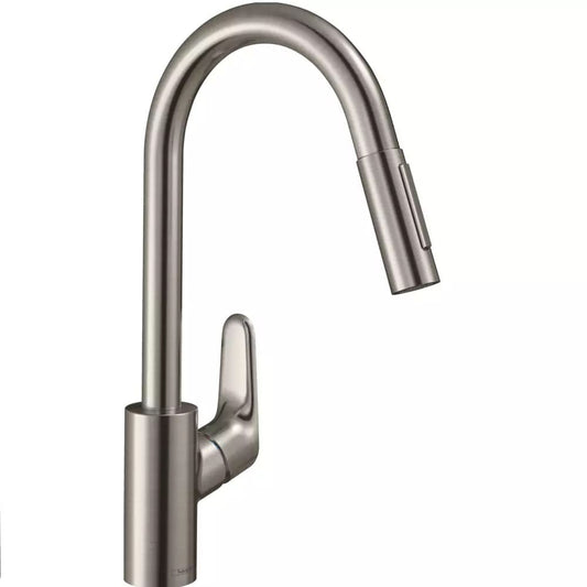 Змішувач для кухні HANSGROHE FOCUS 31815800 з висувним виливом, сталевий