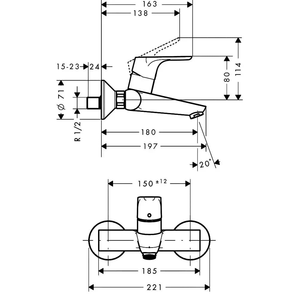 Змішувач для ванни HANSGROHE FOCUS 31923000 хром