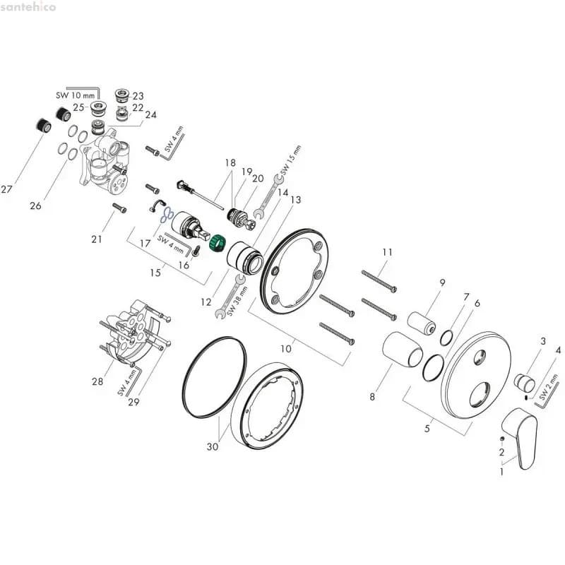Змішувач для ванни прихованого монтажу HANSGROHE FOCUS E2 31946000 хром